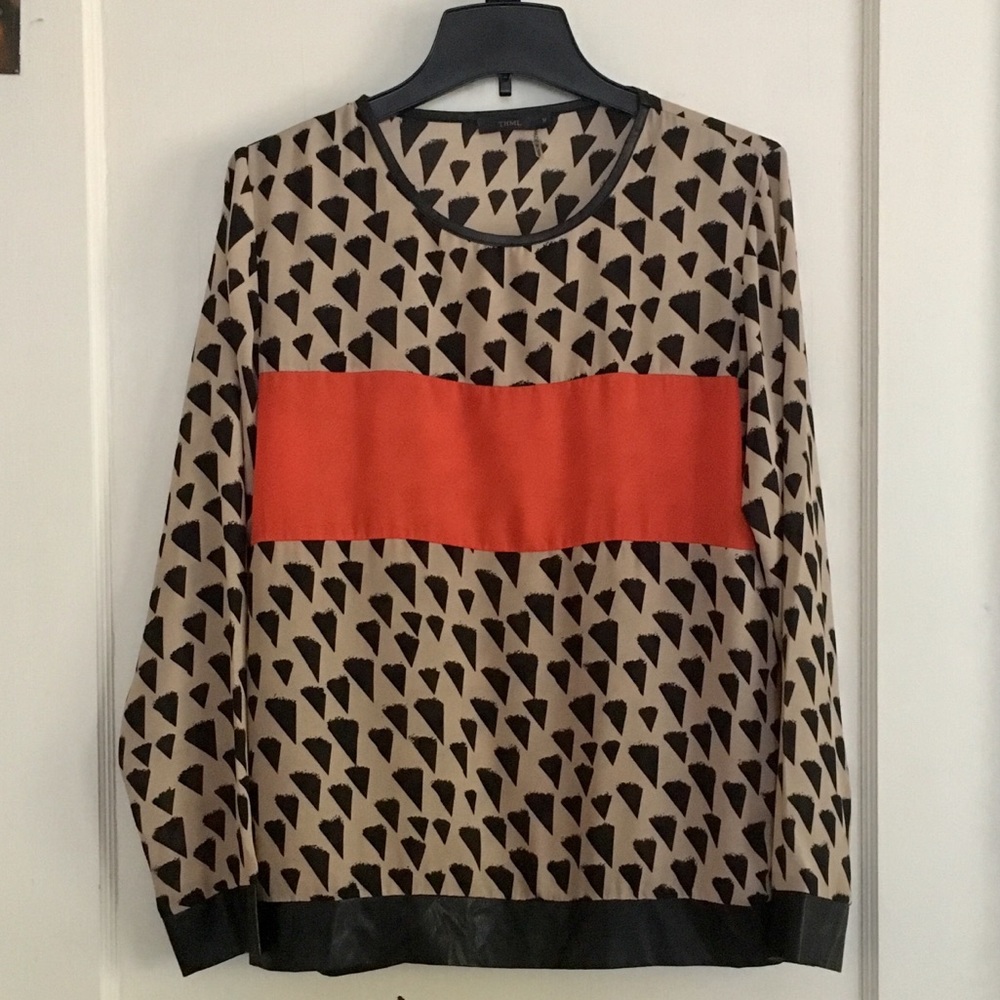 Thml Black And Orange Patterned Blouse - image 1